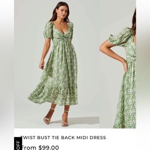 Astr tie back midi puff sleeve dress- floral
